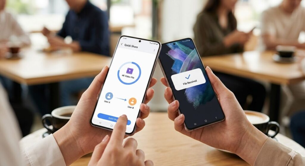 "가까운 사이, 퀵셰어로 1초 만에 4K 영상 전송!"