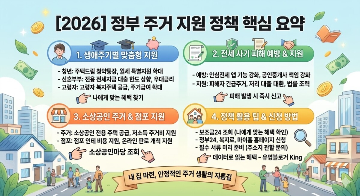 "[2026] 정부 주거 지원 정책 핵심 요약 인포그래픽"